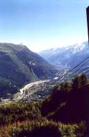 Pohled od lanovky na Chamonix